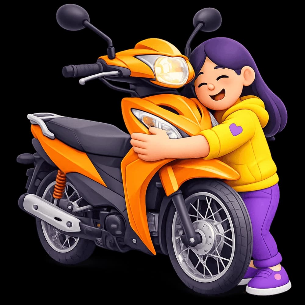 Ilustración de una moto 0 km, el premio de la campaña de $5.000